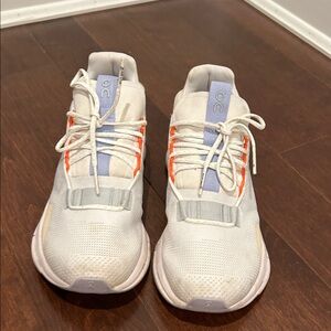 On Cloud Adults White and Orange Sneakers